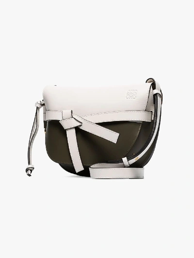 Shop Loewe White And Green Gate Small Leather Shoulder Bag