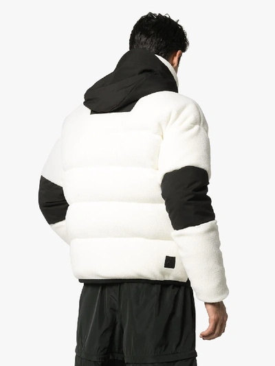 Shop Moncler Grenoble Padded Hooded Fleece Jacket In White