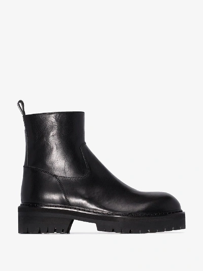 Shop Ann Demeulemeester Black Tucson Leather Ankle Boots