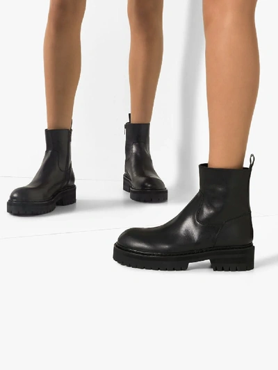 Shop Ann Demeulemeester Black Tucson Leather Ankle Boots