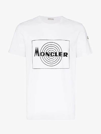 Shop Moncler Logo Print Cotton T-shirt In White