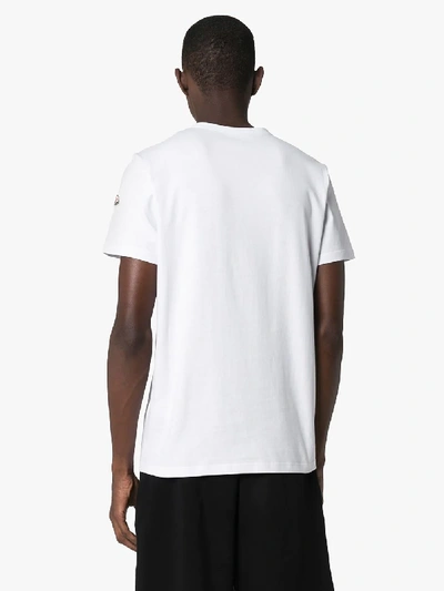 Shop Moncler Logo Print Cotton T-shirt In White