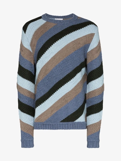 Shop Jw Anderson Striped Wool Sweater In Blue