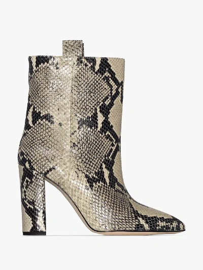 Shop Paris Texas Neutral 100 Snake Print Leather Ankle Boots In Neutrals