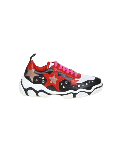 Shop Red Valentino Leather Sneakers Color Black / Red / White