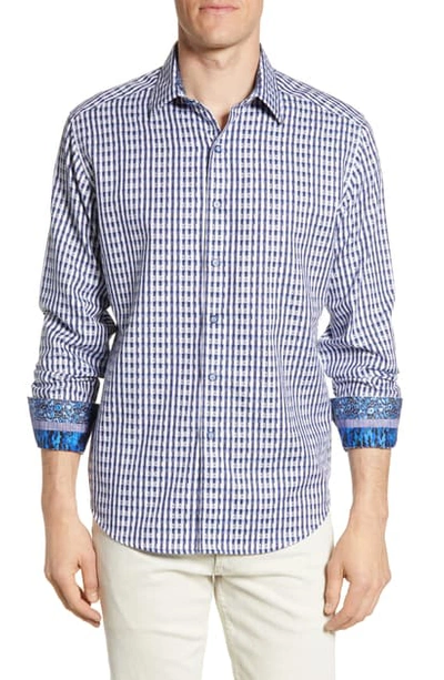 Shop Robert Graham Hackman Regular Fit Check Sport Shirt In Blue