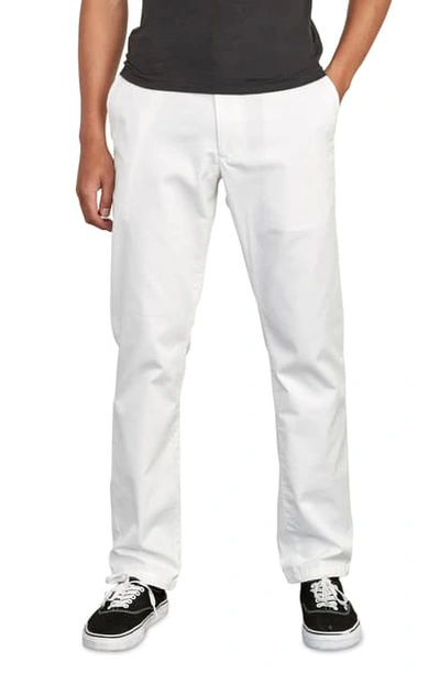 Shop Rvca Week End Solid Straight Leg Pants In White