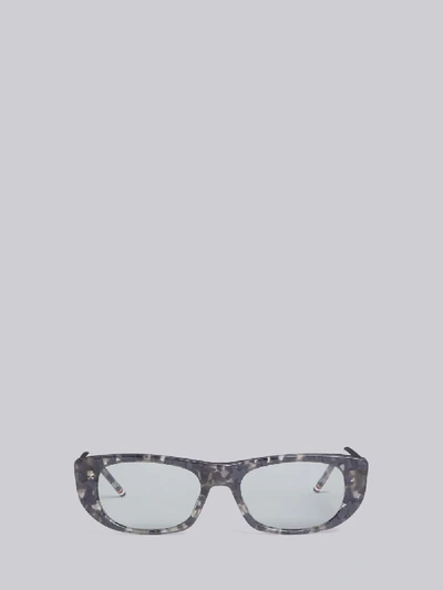 Shop Thom Browne Eyewear Tb417 - Tortoise Rectangular Eyeglasses In Grey