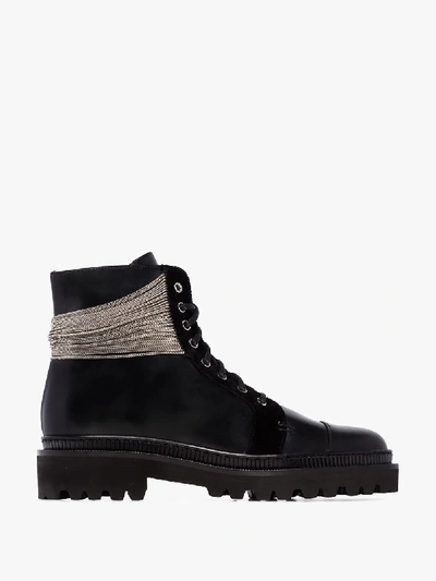 Shop Balmain Black Ranger Chain Leather Boots