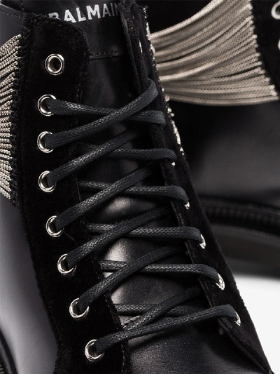 Shop Balmain Black Ranger Chain Leather Boots