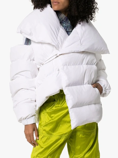 Shop Marques' Almeida Marques'almeida Asymmetric Feather Down Puffer Jacket In White