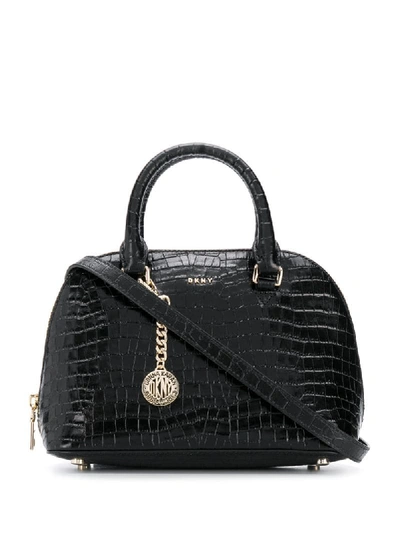 Shop Dkny Embossed Bryant Tote Bag In Black