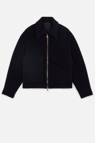 Shop Ami Alexandre Mattiussi Patch Pockets Zipped Jacket In Blue