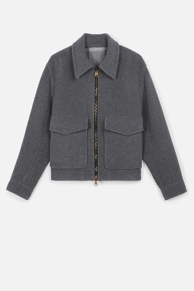 Shop Ami Alexandre Mattiussi Patch Pockets Zipped Jacket In Grey