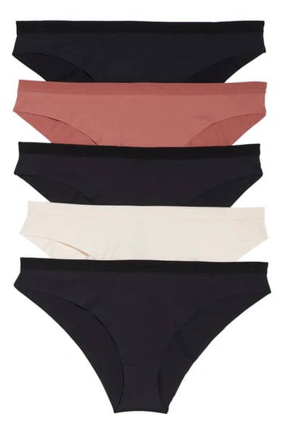 Shop Honeydew Intimates 5-pack Daisy Bikinis In Black/ Cedar/ Assortd