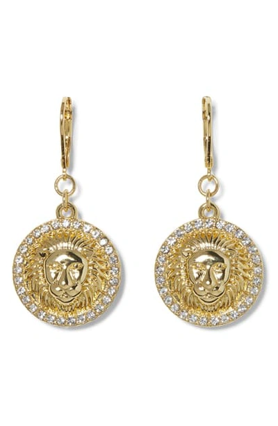 Shop Vince Camuto Lion Head Drop Earrings In Gold