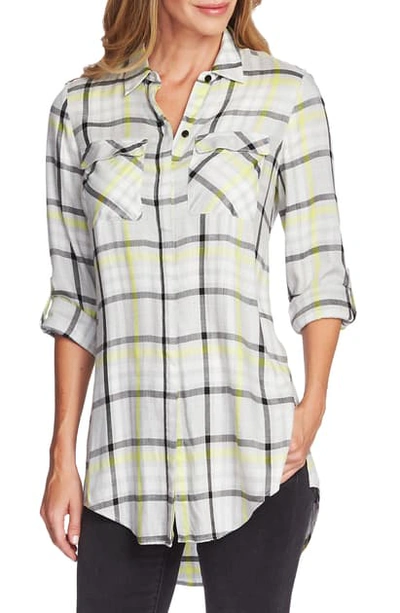 Shop Vince Camuto Plaid Tunic In Lime Chrome