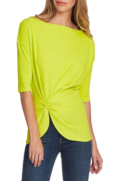 Shop Vince Camuto Side Cinched Crepe Top In Lime Chrome