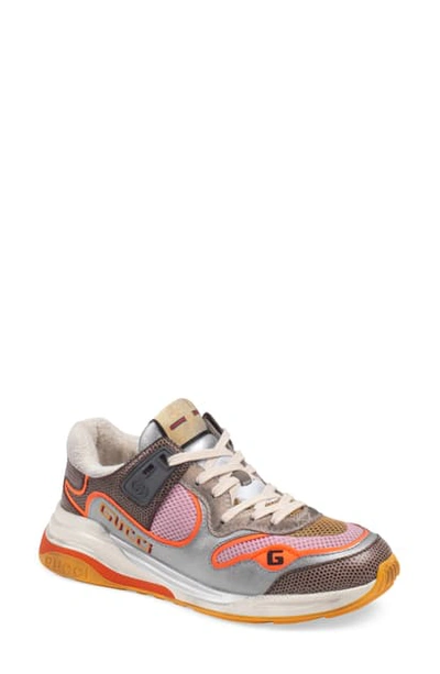 Shop Gucci Ultrapace Low Top Sneaker In Silver/ Orange/ Brown