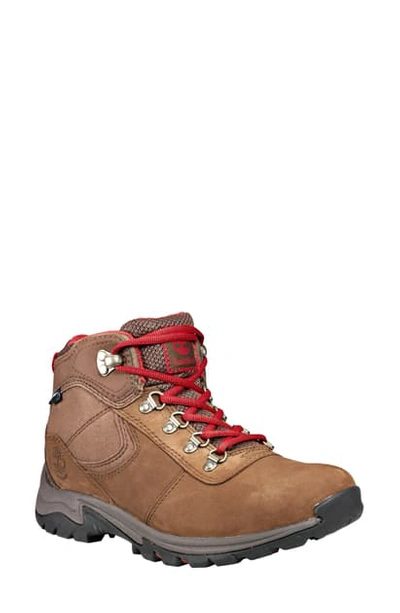 Shop Timberland Mt. Maddsen Waterproof Hiking Boot In Rust Nubuck Leather
