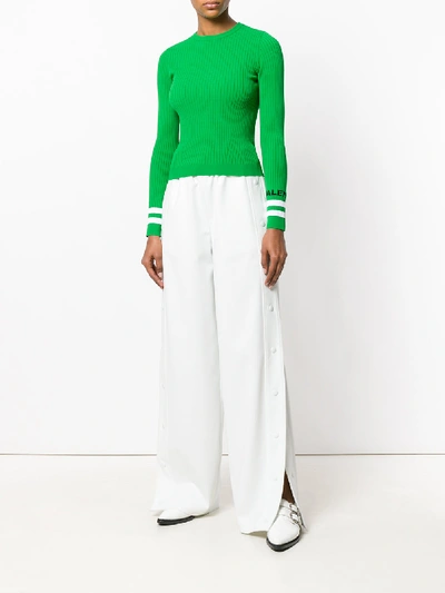 Shop Valentino Wide Leg Trousers With Buttons In White