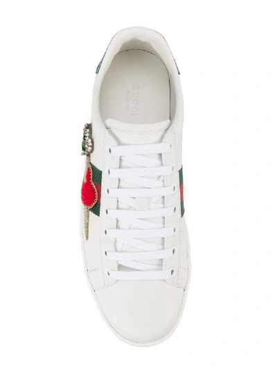 Shop Gucci Ace Leather Sneakers In White