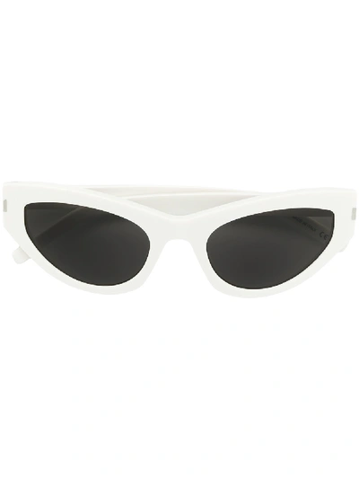 Shop Saint Laurent New Wave Acetate Sunglasses In White