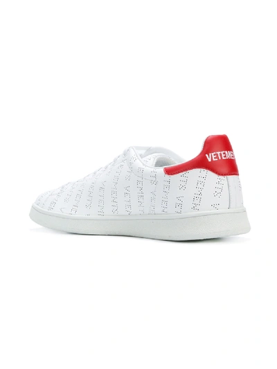 Shop Vetements Leather Sneakers With Logo In White
