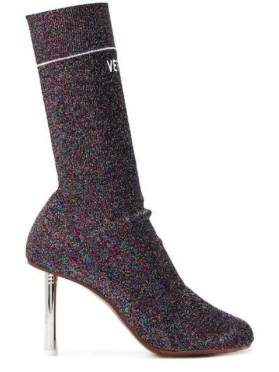 Shop Vetements Lurex Heel Boots In Violet