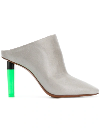 Shop Vetements Highliter Heel Leather Mules In Grey