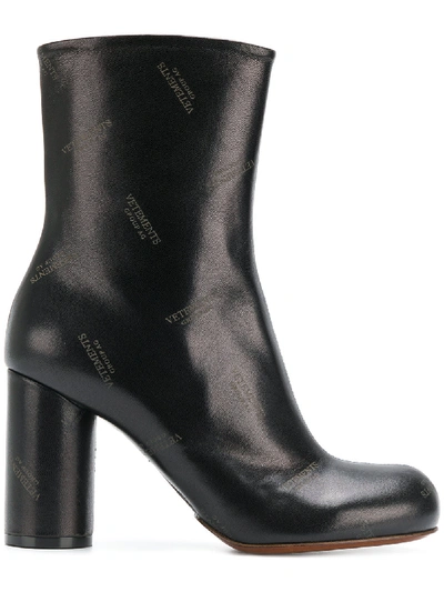 Shop Vetements Leather Heel Boots In Black
