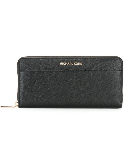 Shop Michael Michael Kors Mercer Leather Wallet In Black