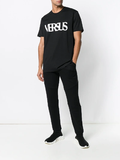 Shop Versus Logo Print Cotton T-shirt In Black