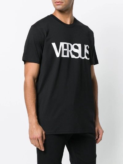 Shop Versus Logo Print Cotton T-shirt In Black