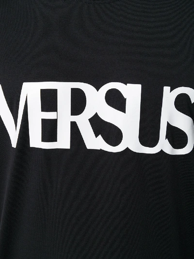 Shop Versus Logo Print Cotton T-shirt In Black