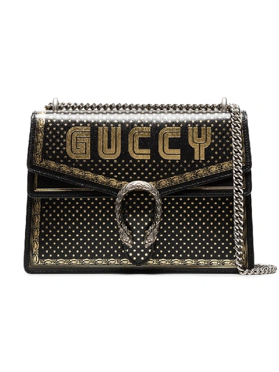 Shop Gucci Dionysus Embroidered Leather Shoulder Bag In Black