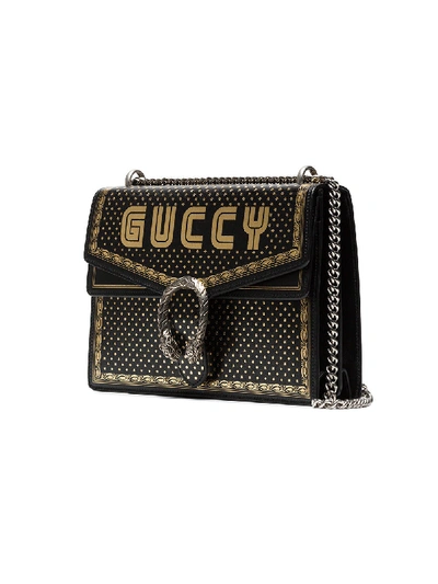 Shop Gucci Dionysus Embroidered Leather Shoulder Bag In Black