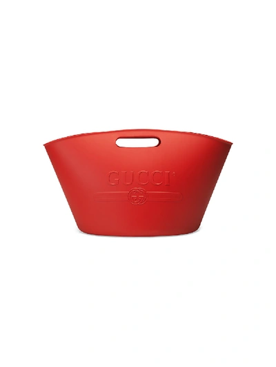 Shop Gucci Rubber Tote Bag In Red
