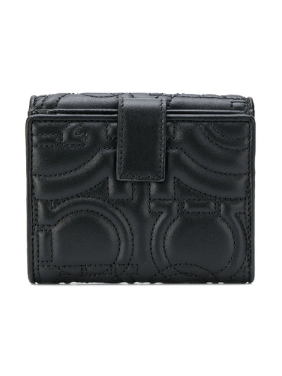 Shop Ferragamo Gancino Quilting Leather Wallet In Black