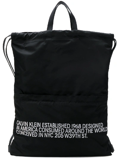 Shop Calvin Klein 205w39nyc Drawstring Backpack In Black