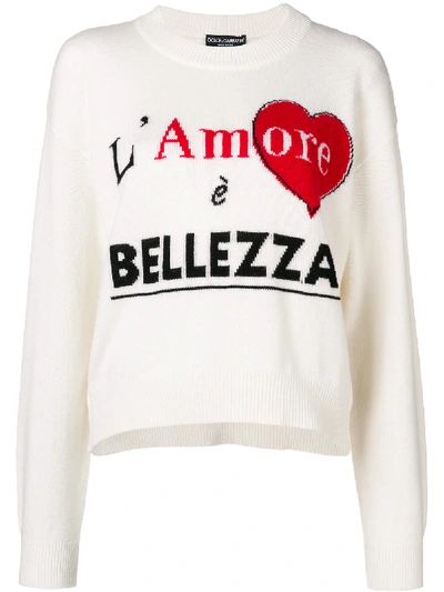 Shop Dolce & Gabbana L'amore È Bellezza Pullover In White