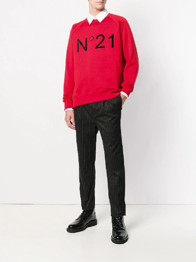 Shop N°21 Cotton Crew Neck Sweatshirt In Red