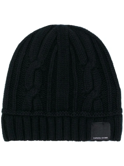 Shop Canada Goose Cable Toque Wool Hat In Black