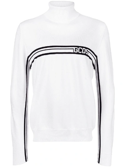 Shop Gcds Logo Wool Turtleneck Sweater In White