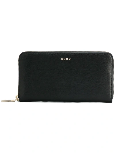 Shop Dkny Bryant Leather Continental Wallet In Black