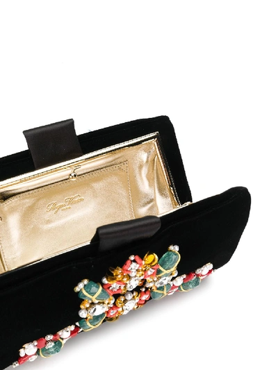 Shop Roger Vivier Jewels Embroidered Soft Clutch In Black