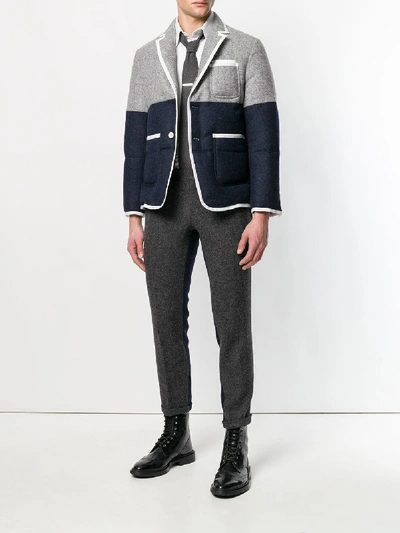 Shop Thom Browne Quilted Goose-down Jacket In Blue