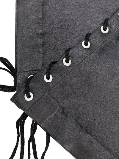 Shop Ben Taverniti Unravel Project Leather Lace Up Gloves In Black
