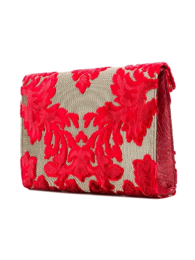 Shop Dolce & Gabbana Velvet Clutch In Red