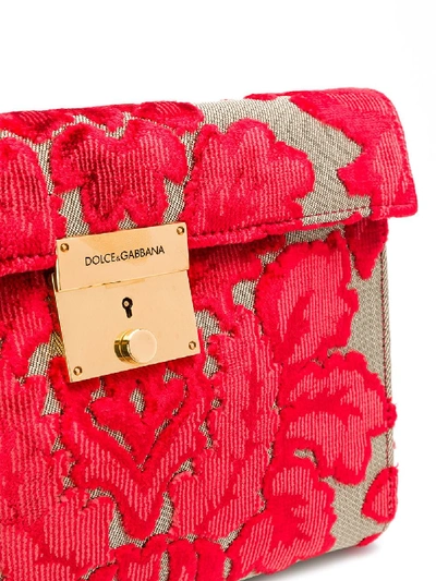 Shop Dolce & Gabbana Velvet Clutch In Red